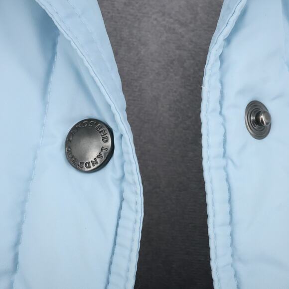 Lands End Puffer Vest Womens XS Light Blue Down Insulated Snap Front Pockets - Picture 15 of 16